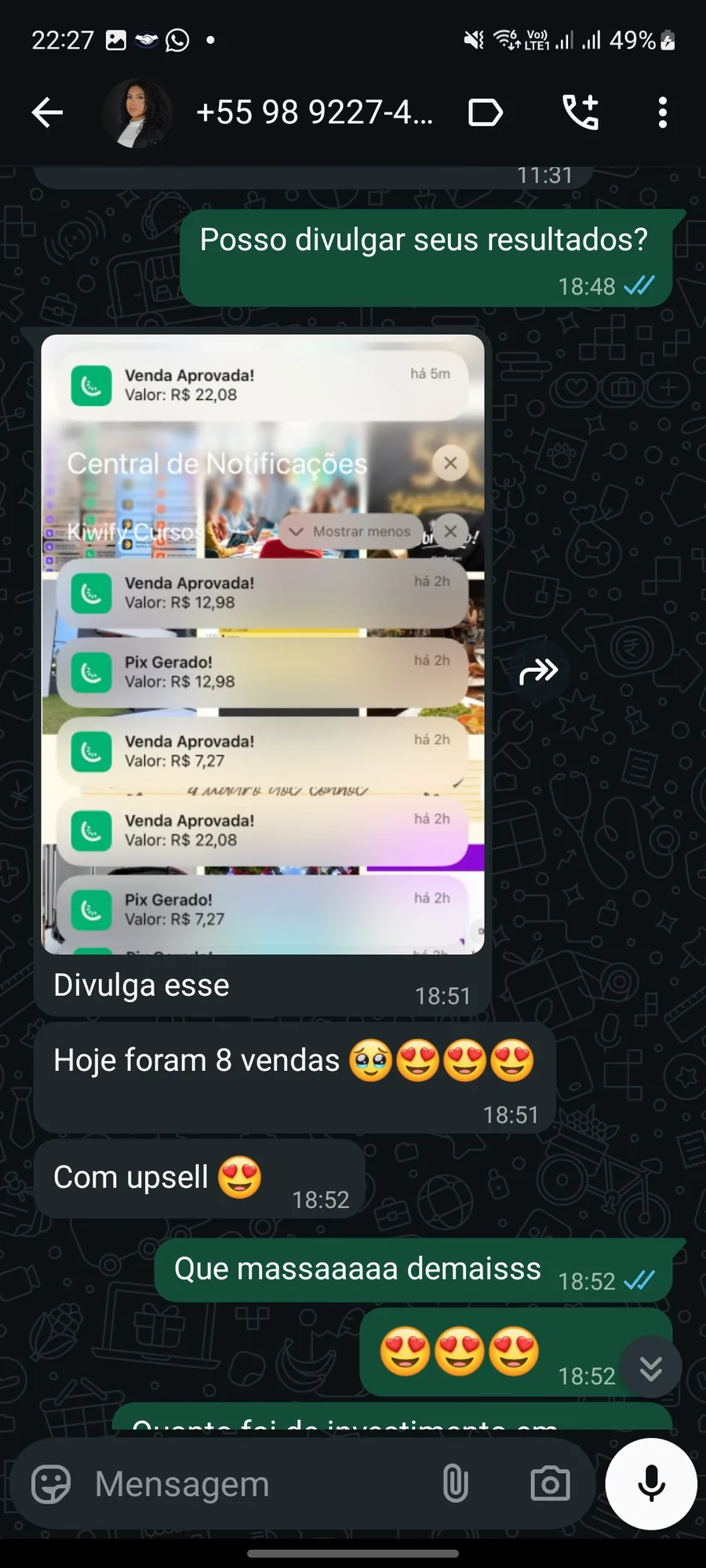 Captura de venta de un miembro