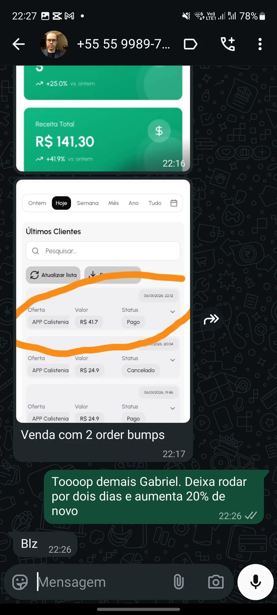 Captura de venta de un miembro