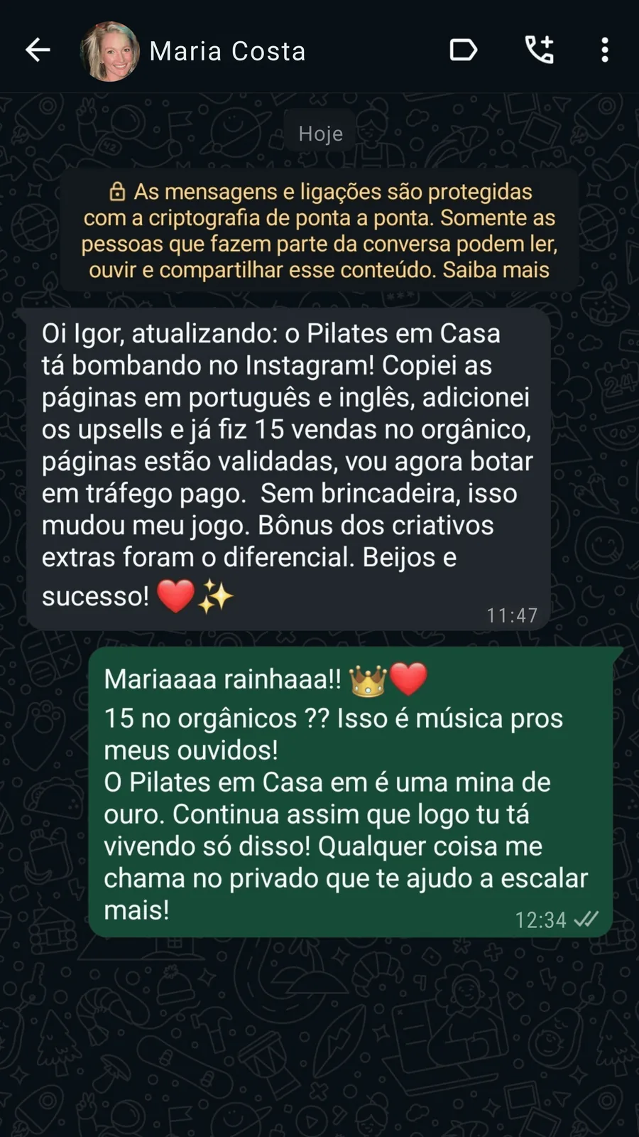 Captura de venta de un miembro