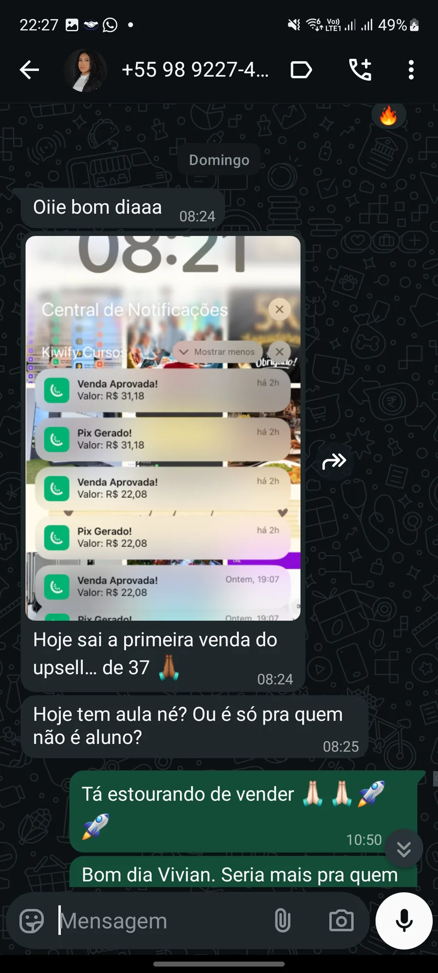 Captura de venta de un miembro